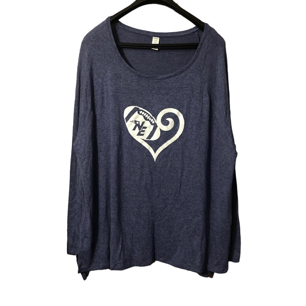 Old Navy Luxe New England Patriots Heart Long Sleeve Tshirt Blue & White